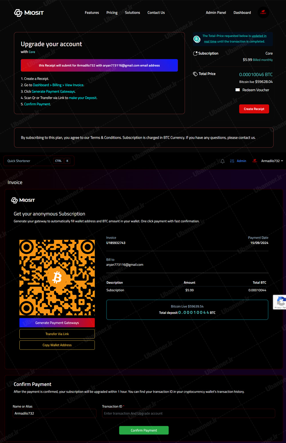 طراحی درگاه اختصاصی پرداخت کریپتو (بیت کوین)