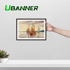 نقاشی آب‌رنگ قایق ماهی‌گیری