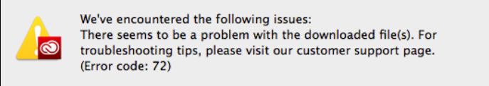 ارور 72 در نصب Adobe creative cloud