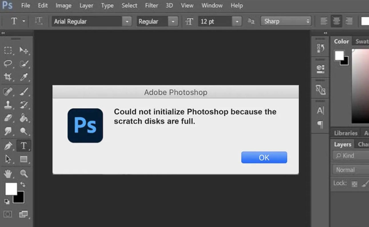 ۵ راه رفع خطای  scratch disk are full در فتوشاپ