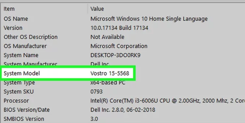 System model در ویندوز