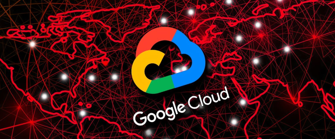 موکاپ قرمز لوگو Google cloud