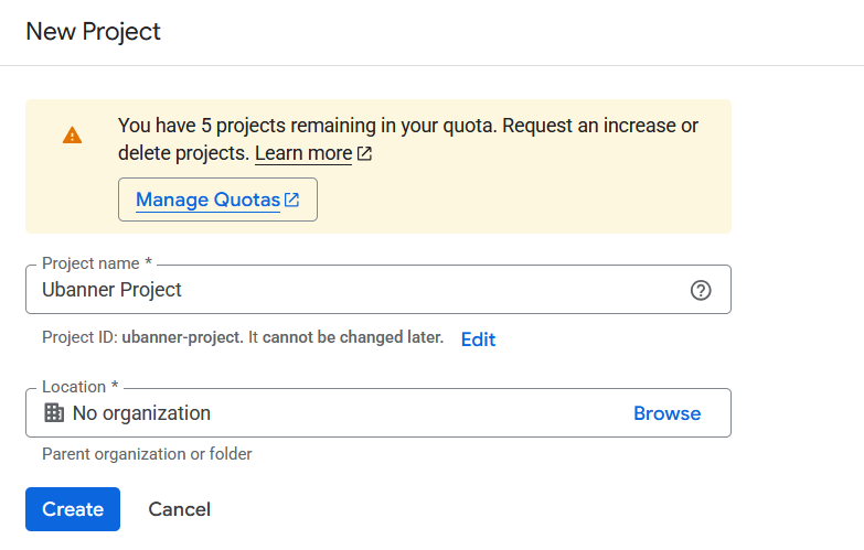 ساخت پروژه جدید در Google Developers