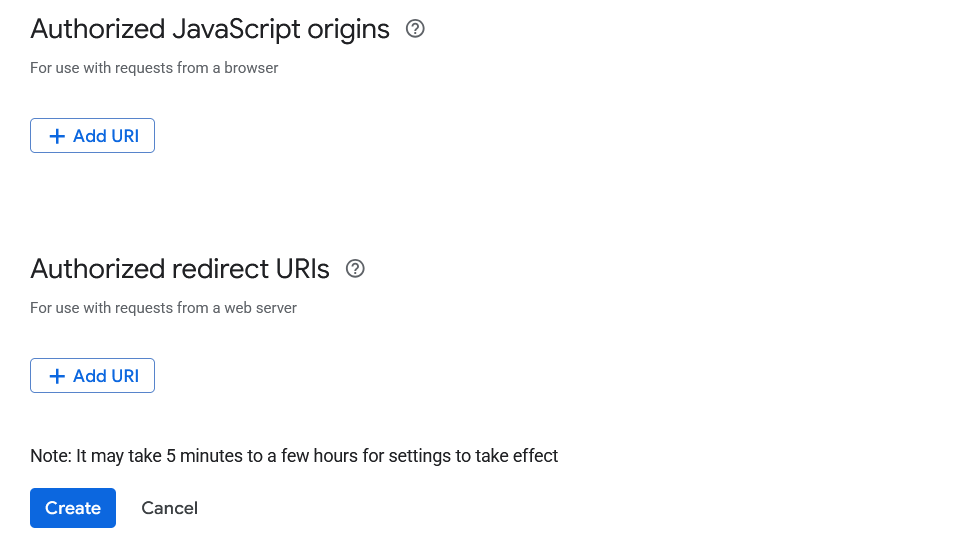 تنظیمات Authorized JavaScript origins