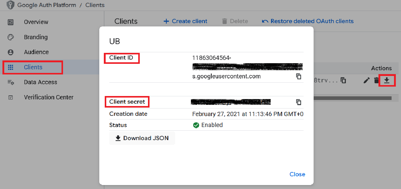 دریافت client id و client secret