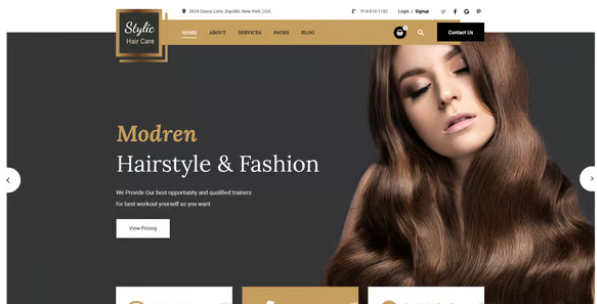 طراحی وبسایت با تم قهوه‌ای روشن و خاکستری برای سالن زیبایی